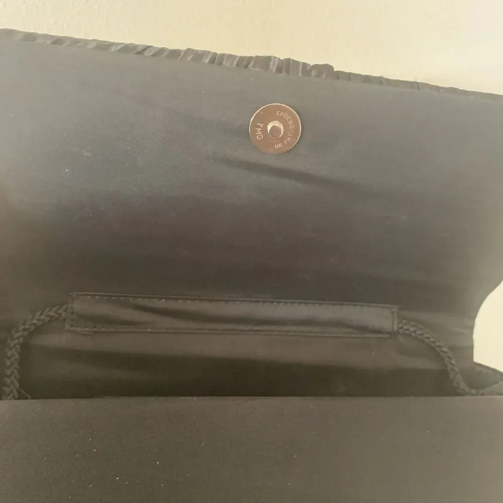 Vintage Formal Black Nylon Evening Clutch Use W/WO Hidden Shoulder Strap 9